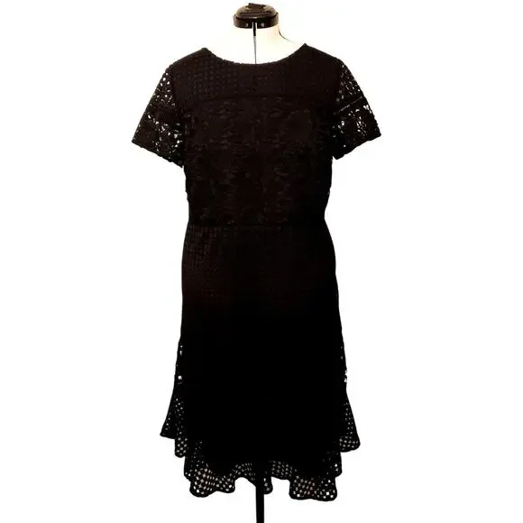 Talbot's Mixed Black Lace Fit-And-Flare Dress| SZ 16W - Picture 2 of 10